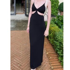 Alice + Olivia Black Havana Side Cutout Jersey Maxi Dress